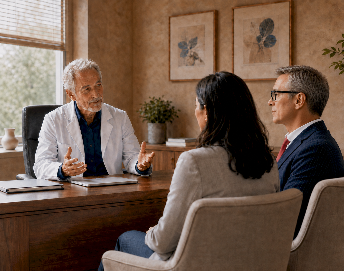Private family discussion with a physician